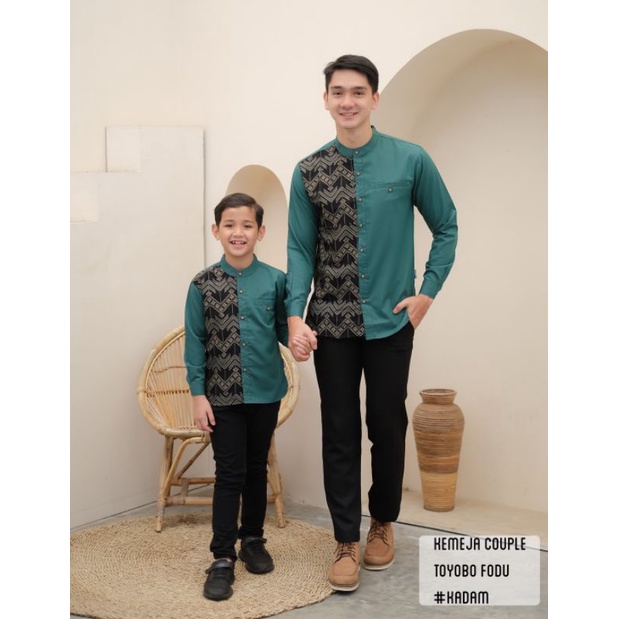 Baju Koko Pria Couple Ayah Dan Anak/Koko Kemko Kemeja Pakistan/Koko Kombinasi Batik Kadam
