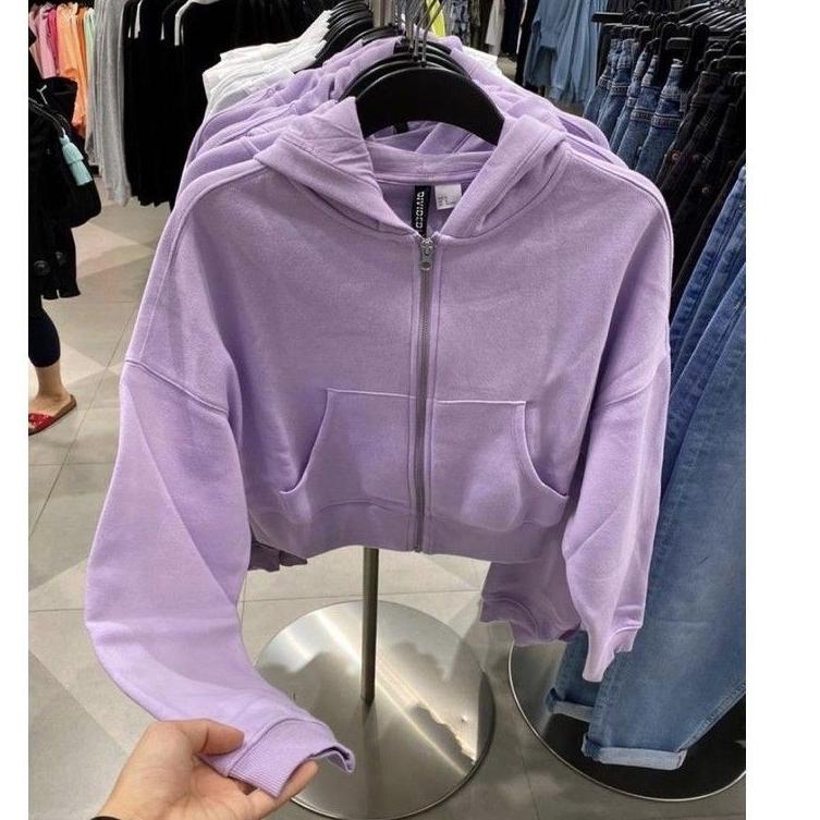 ARTJj8J3--Jaket Wanita - croope hoodie zipper lilac