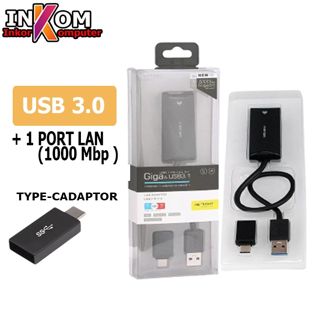 IETOP (AD-LAN-01) USB 3.1 TYPE-C &amp; A 2 in 1 1000Mbp GIGABIT