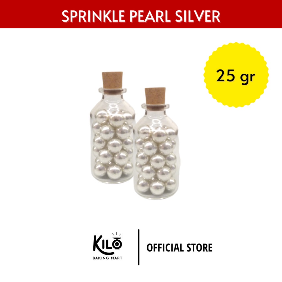 

Sprinkle Hiasan Kue Spikel Springkle Mutiara Trimit Pearl Silver 25gr