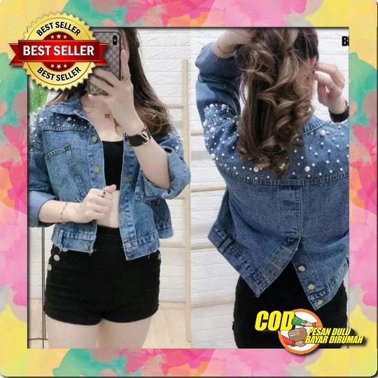 Jaket Jeans Wanita // Jaket Crop Jeans // Jaket Crop Pita // Jaket Crop Rawis Ilara Denim Jacket Jak