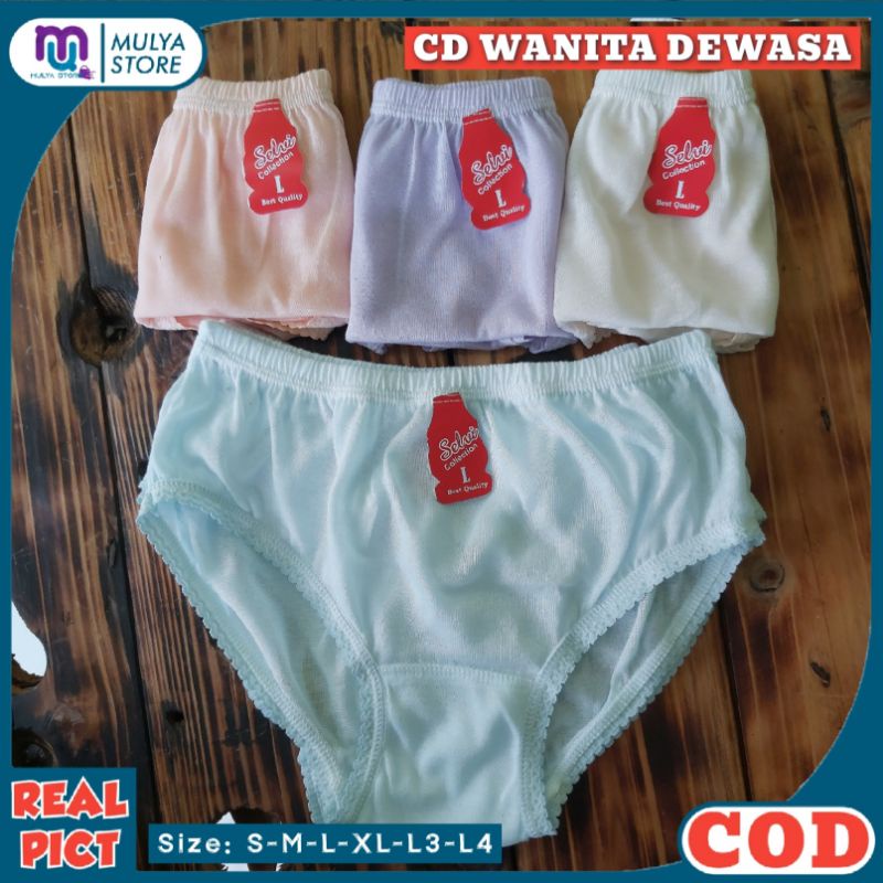 12Pcs CD Wanita Dewasa Polos Celana Dalam Cewe Lusinan Murah SELVI POLOSAN