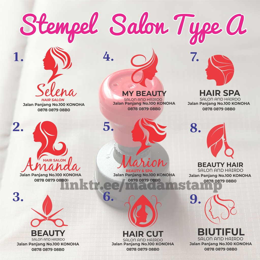 

stempel salon A nama toko hair do cat skin care rambut warna tinta otomatis murah