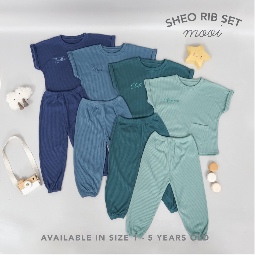 Baju Bayi Setelan Anak Laki Laki Perempuan Mooi Sheo Rib Set 1-5 Tahun