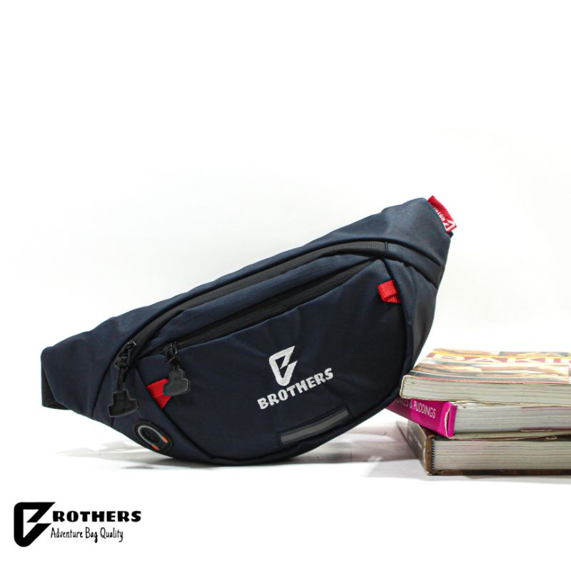 Tas Selempang Pria Wanita Waistbag Distro Anti Air Waterproof BROTHERS Tali Sablon