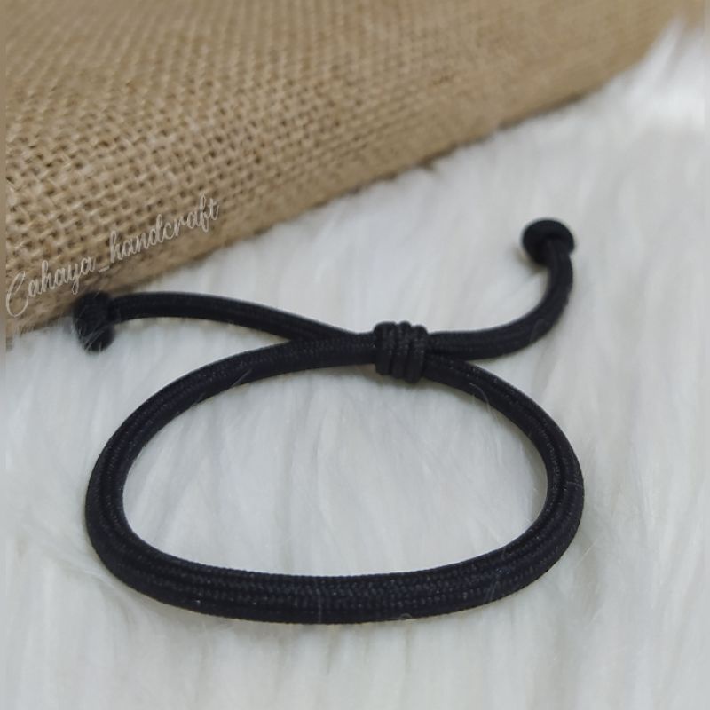 Gelang Hitam Polos Tali Prusik Bulat