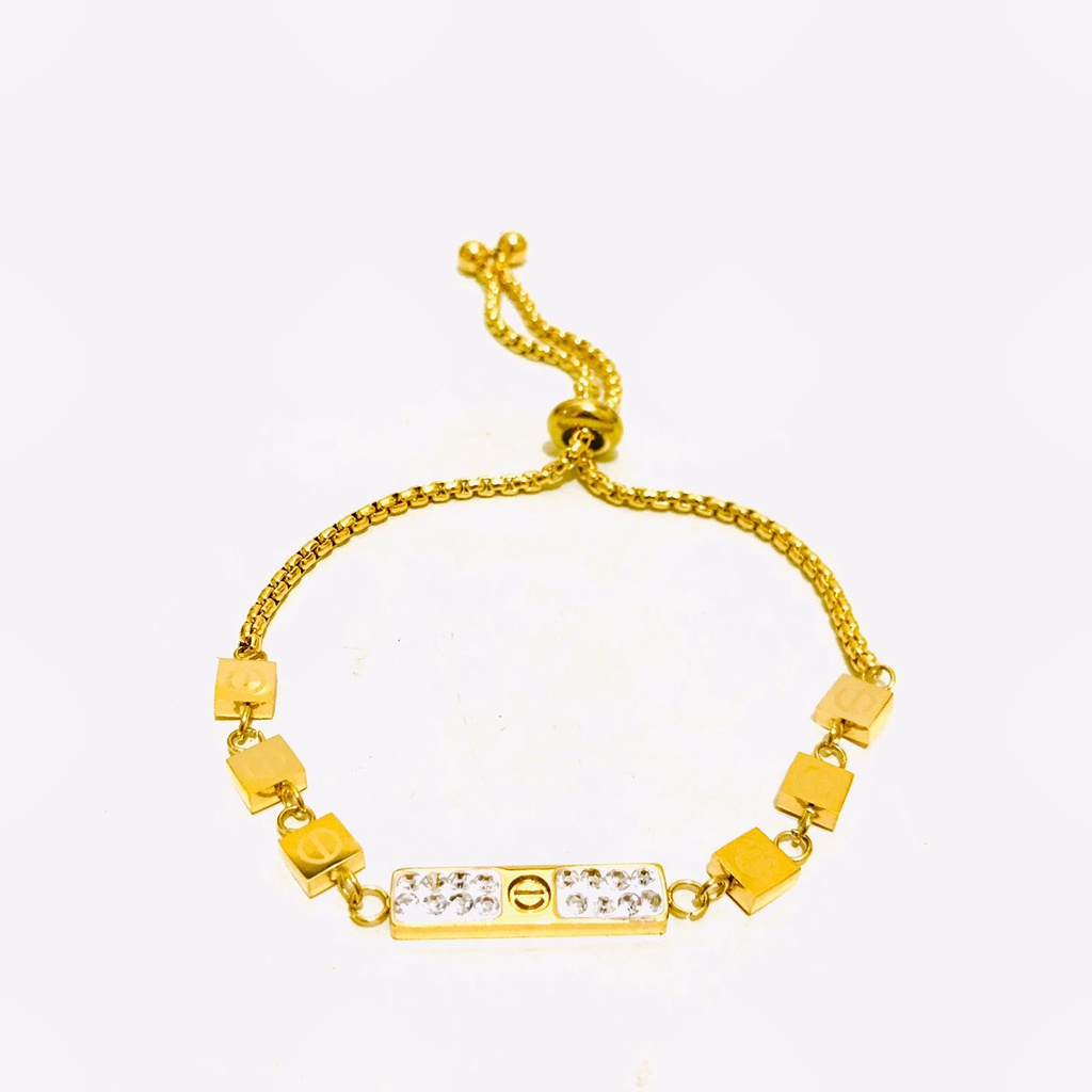 Gelang Serut Titanium Kasual Wanita Llapis Emas Anti Karat GST-46-33-AMK