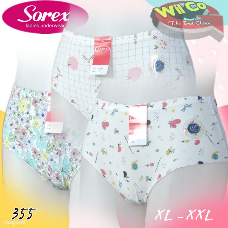 K355 - (Harga Per 1 Potong) CELANA DALAM WANITA DEWASA PAKAIAN WANITA PAKAIAN DALAM SOREX SEAMLESS BERMOTIF FREE SIZE SETARA XL /XXL