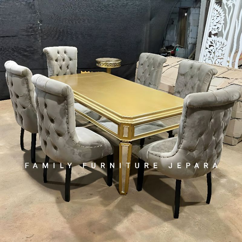 meja makan mewah minimalis Duco meja makan kaca 6k mewah