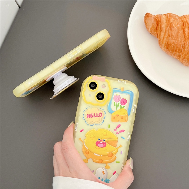 Soft Case TPU Transparan Motif Keju Cover IPhone 13 12 11 Pro Max X Xs Max XR