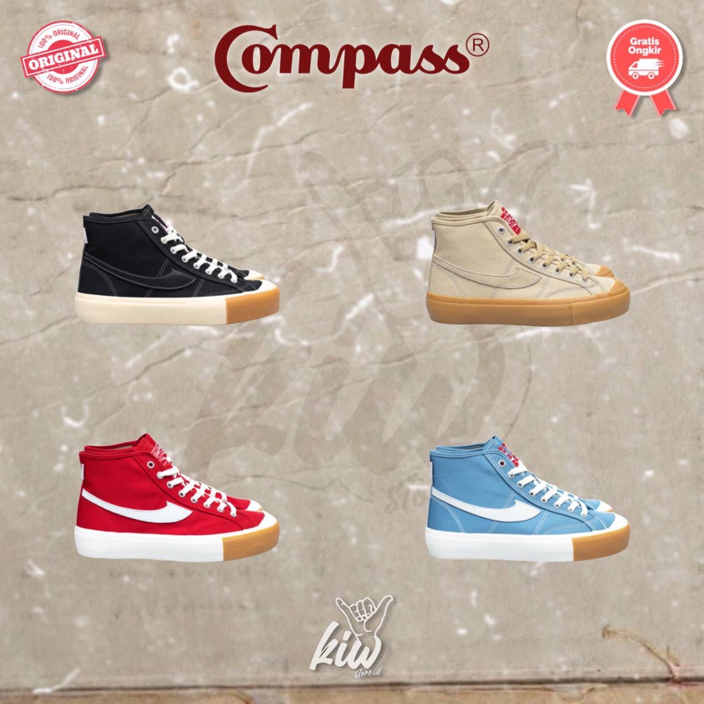 Compass Gazelle High Black Gum/ Red Gum/ Blue Sky/ Cappuccino [100% ORIGINAL]