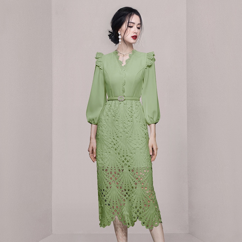 Fashion V-Neck Slim Lace Dress for Women