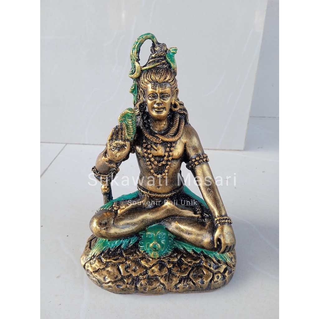 Patung Dewa Siwa Siva Posisi Duduk Bersila Bahan Resin 20cm Kerajinan Khas Bali
