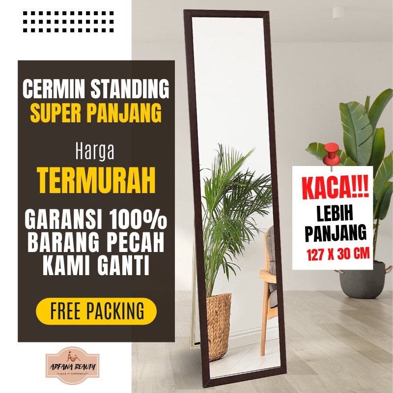 Kaca Cermin Full Body Aesthetic Cermin Standing Mirror Dinding Minimalis Rias UK.127 X 30 CM Termurah Terlaris