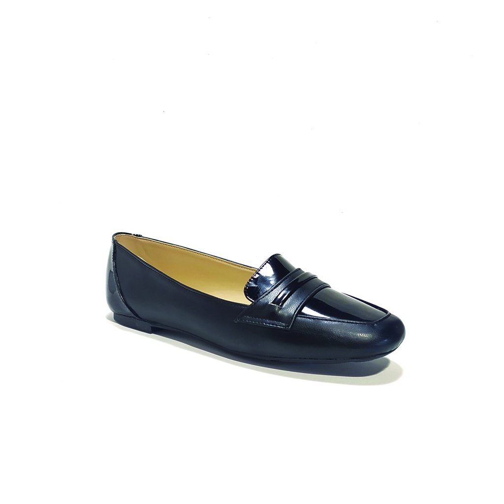 Workswell Sepatu Flat Loafer Wanita FW2 depan wide warna hitam