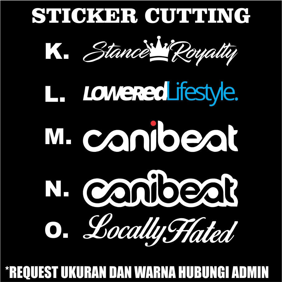 Stiker Cutting JDM MOBIL LENGKAP - LOWERED LIFESTYLE,STATIC,CANIBEAT DLL