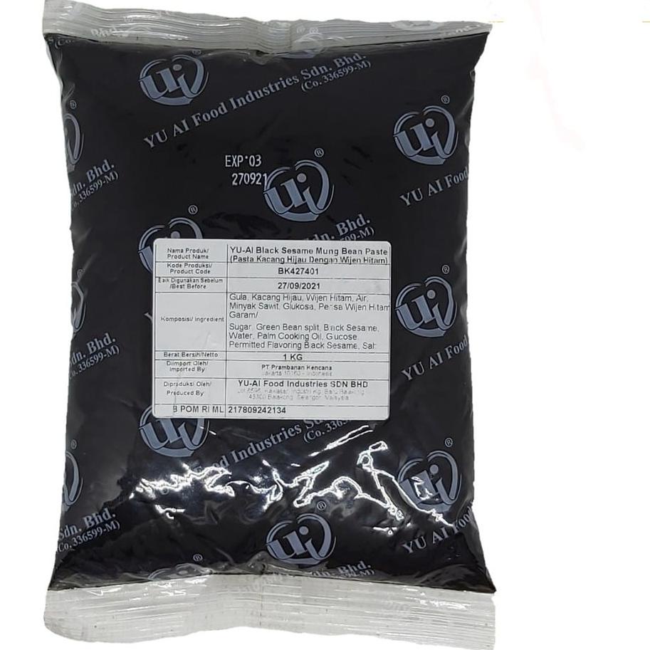 

10.10 FLASH SALE W2fit Yu Ai Black Sesame Mung Bean Paste Kacang Hijau dengan Wijen Hitam 1 Kg grosir