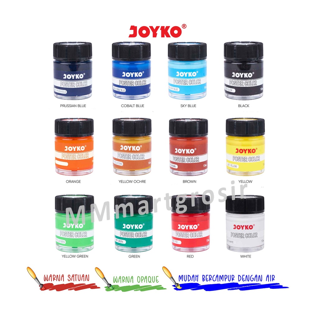 Joyko / Poster Colors / Cat Poster / 12 Warna 20ml