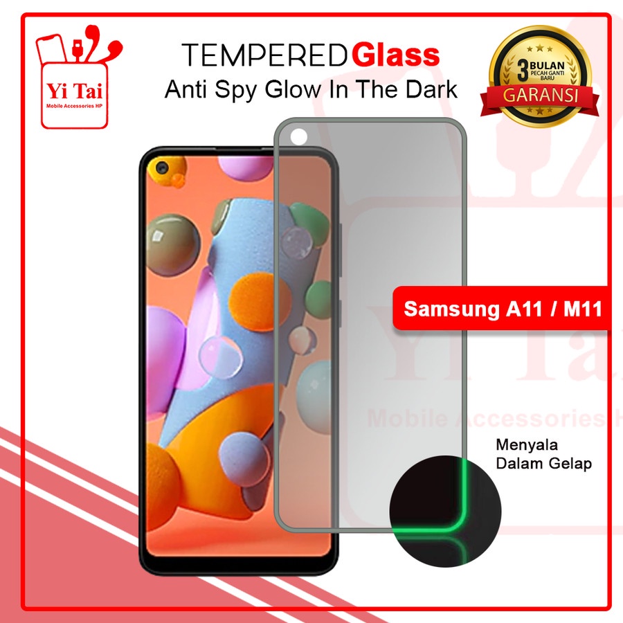 YI-TAI TEMPERED GLASS PREMIUM SPY GLOW IN THE DARK SAMSUNG M10 SAMSUNG M11 SAMSUNG M20 SAMSUNG M21 SAMSUNG M22 SAMSUNG M23 5G WHITE_CELL