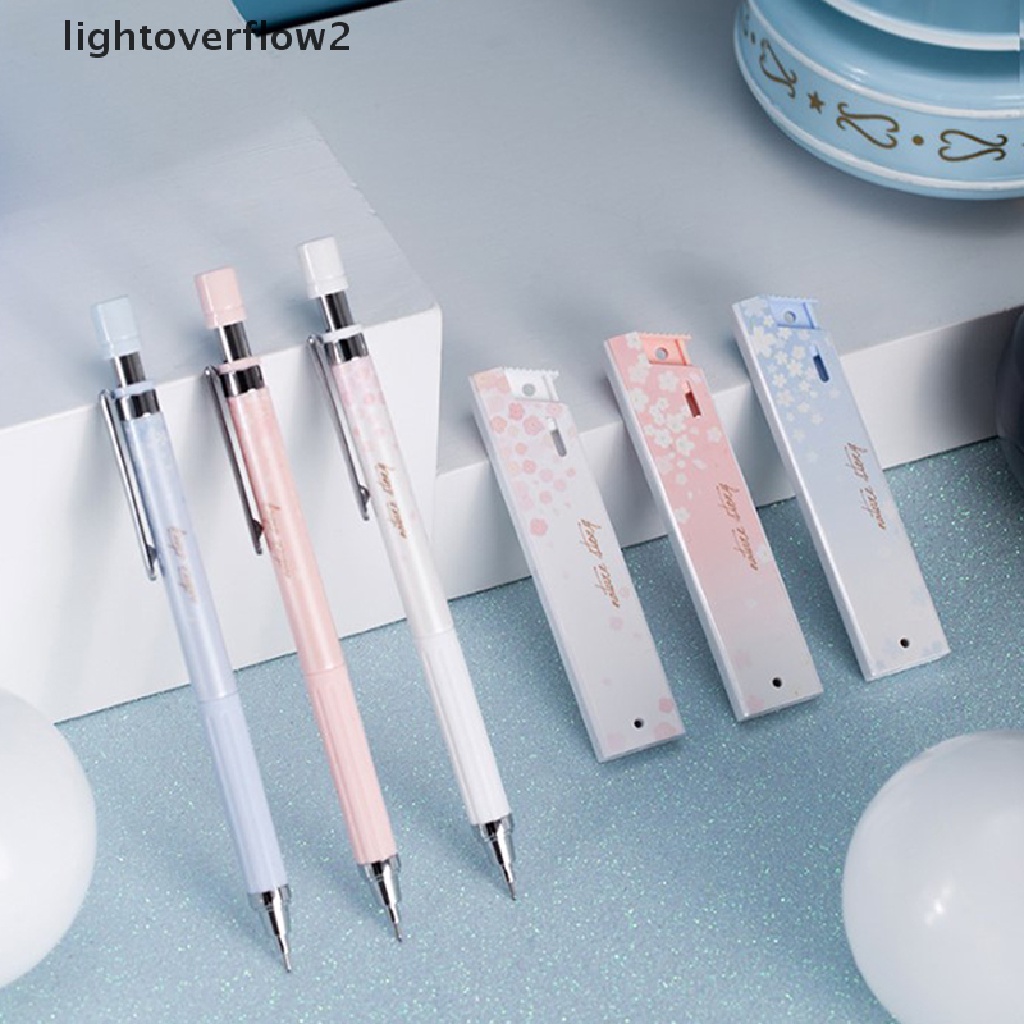 (lightoverflow2) 6pcs / set Pensil Mekanik 0.5mm Motif Bunga Sakura Dengan Isi Ulang