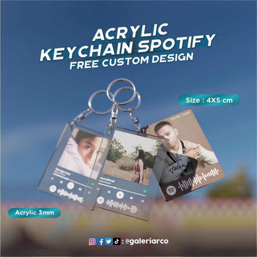 Gantungan Kunci Spotify - Ganci Spotify kotak 4 x 5 Cm Custom ( isi 2 Pcs)