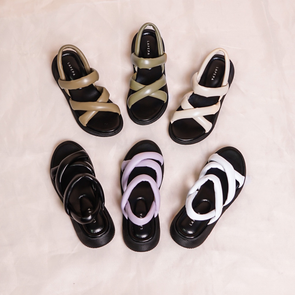 Adarastore - Lapepa VIVIAN Full Color Sandal Sepatu Wanita Sendal Wedges Tali Belakang Kekinian