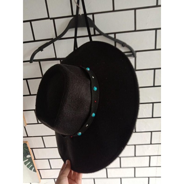 Topi koboi wanita beach fashion Stradivarius original
