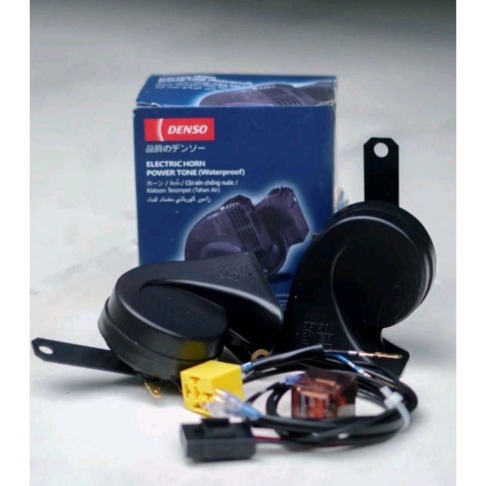 Klakson Denso keong waterproof original + kabel kit relay harga satu set