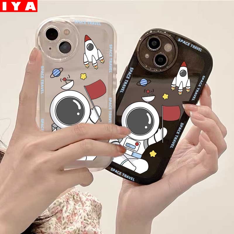 Soft Case Silikon Desain Astronot Untuk OPPO A57 2022 A16 A15 A16K A54 A53 A12 A5S A7 A3S A31 A52 A83 A92 A37 F9 A1K Realme 5 5i 6i C3 C11 C15
