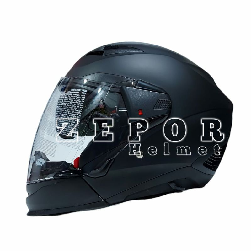Helm ZEUS ZS-611C Solid Hitam Doff Double Visor Original SNI DOT FULL FACE