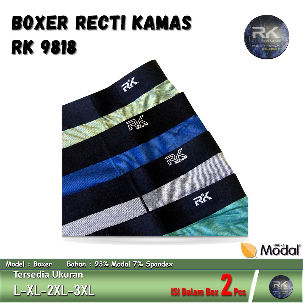 NEW BOXER RECTI KAMAS 9818 BAHAN LEMBUT ISI 2