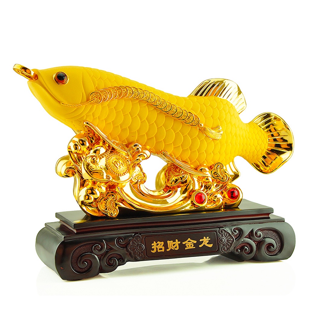 Patung Pajangan Hiasan Ikan Arwana Arowana Golden Silver Supered Red Gold Albino Hb Pino Blue Base Bluebase Kuning Mata Merah Jardini Jardin Crossback Brazil Banjar Hadiah Kado Fengshui Fengsui Feng Shui Rejeki Hoki Meja Kantor Batu Resin Baby Besar Jumbo