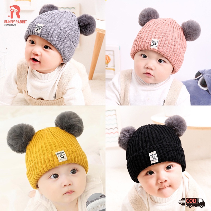 Topi Kupluk Bayi Pompom Topi Anak Bucket Rajut Topi Korea Bunny Hat/Pilot/Unicorn B251