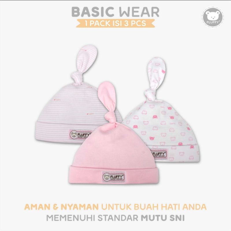 3 pcs FLUFFY Topi Bayi NB Kuncung