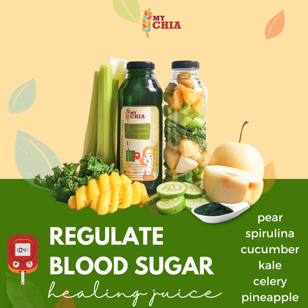 

Regulate Blood Sugar Healing Juice 500ml Jus Pear Pir Spirulina Cold Pressed