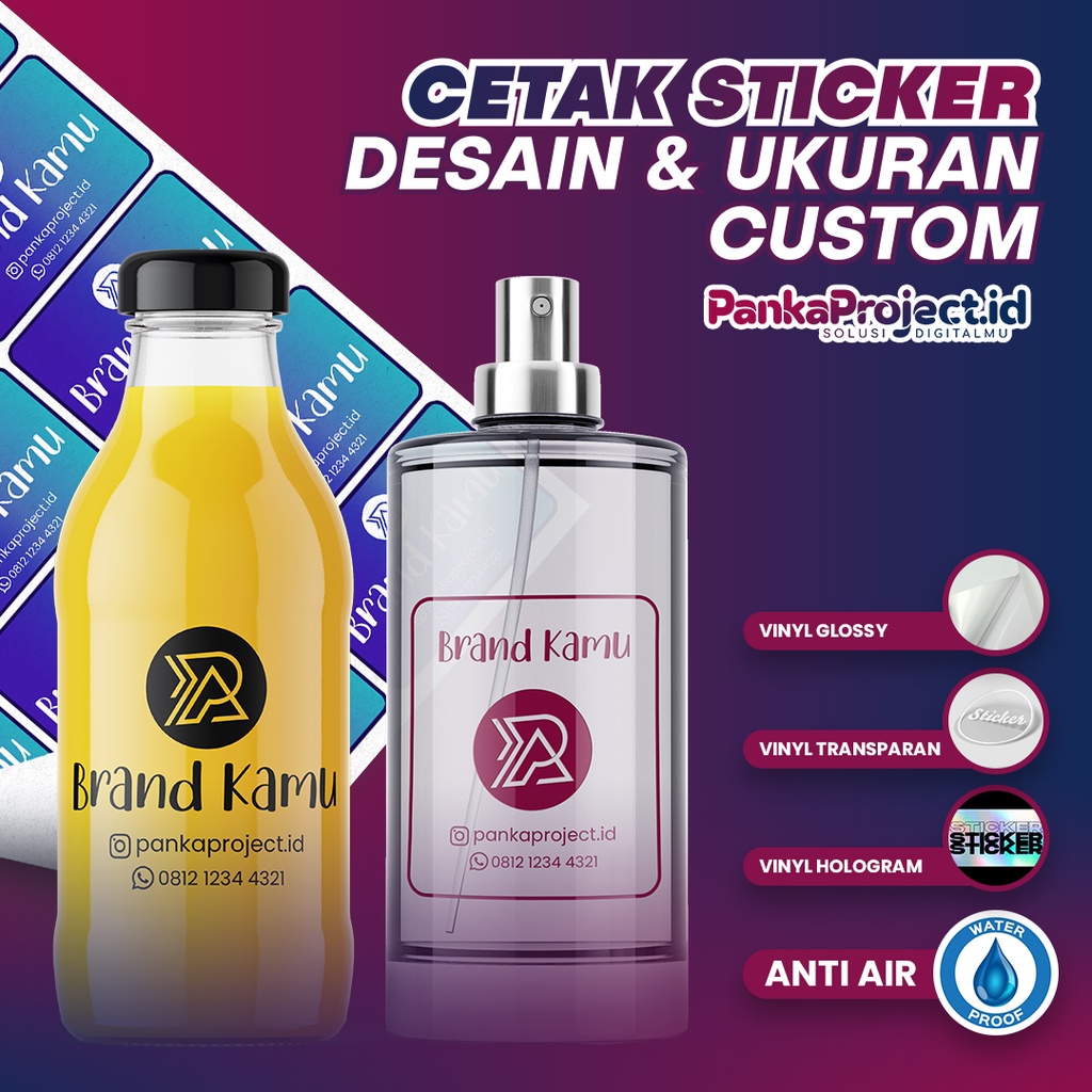 Jual Cetak Stiker Ukuran & Desain Custom || Stiker Label Anti Air ...