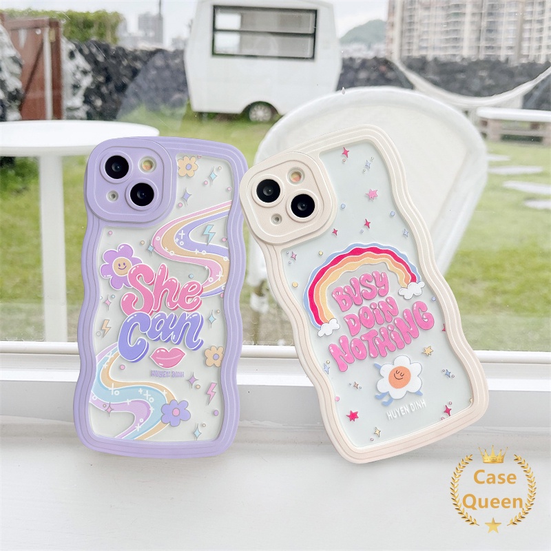 Soft Case TPU Motif Huruf Inggris Warna Pelangi Untuk iPhone 11 6 6s XR 12 13 11 Pro MAX 7 8 Plus 14 Plus 14 Pro MAX X XS MAX SE 2020