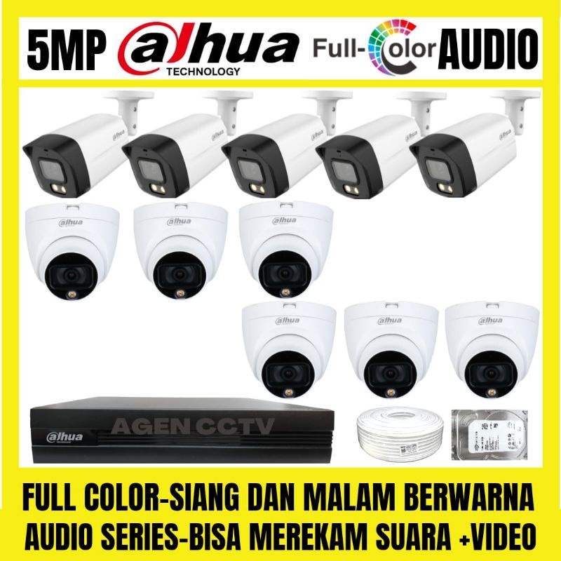 PAKET CCTV DAHUA FULL COLOR 5MP 16 CHANNEL 11 KAMERA AUDIO SERIES COLORVU