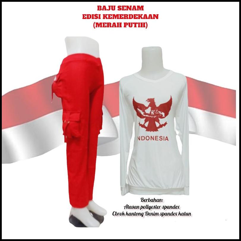 Baju Senam Muslim/Baju Senam Muslimah Merah Putih