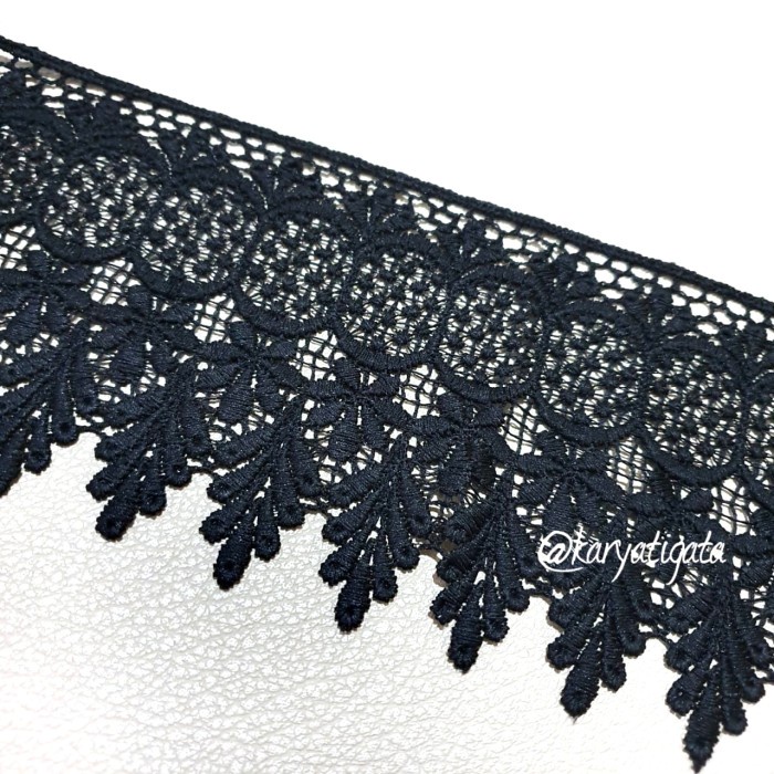 Bordir Renda Giper Bordir Kode 32833 Lebar 12 Cm - Hitam (15 Yard)