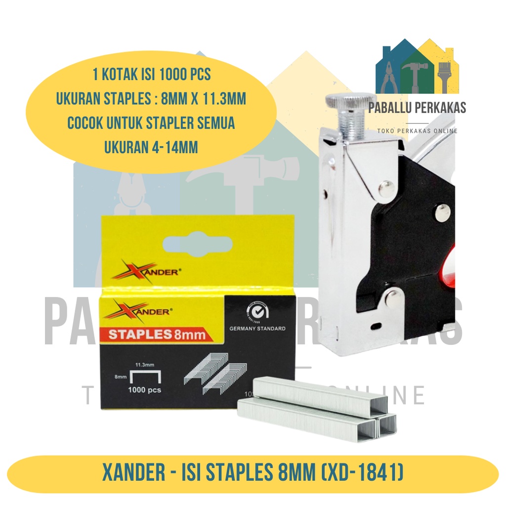 

Xander XD-1841 Isi Staples 8 mm Isi Stapler Gun Hekter Tembak Jok Motor Untuk Ukuran 4-14 MM