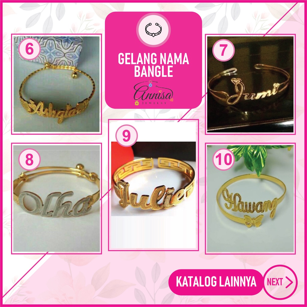 Gelang Nama Bangle Gold Grafir Uk.Standar