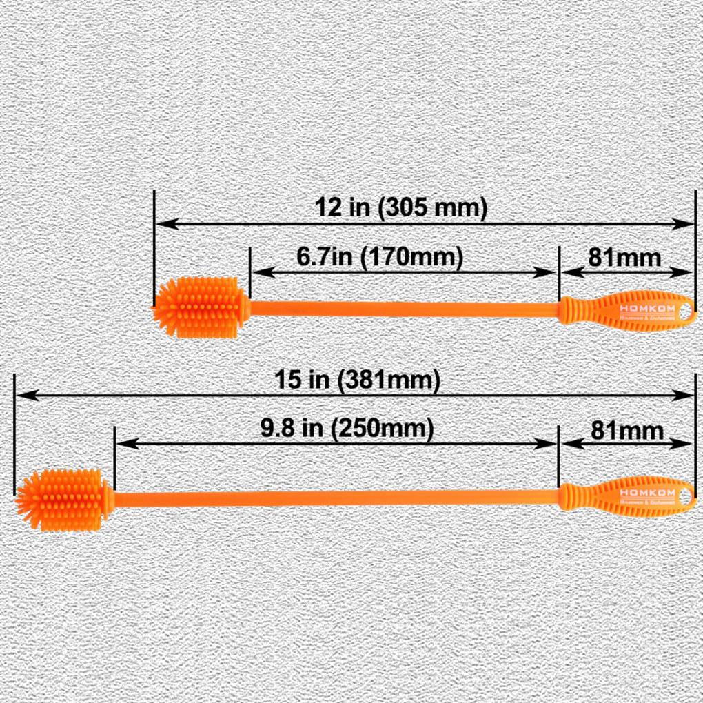 Sikat Botol Silikon 12in Gagang Panjang Sikat Pembersih Botol Air Vas Gelas Cup Brush Cleaner