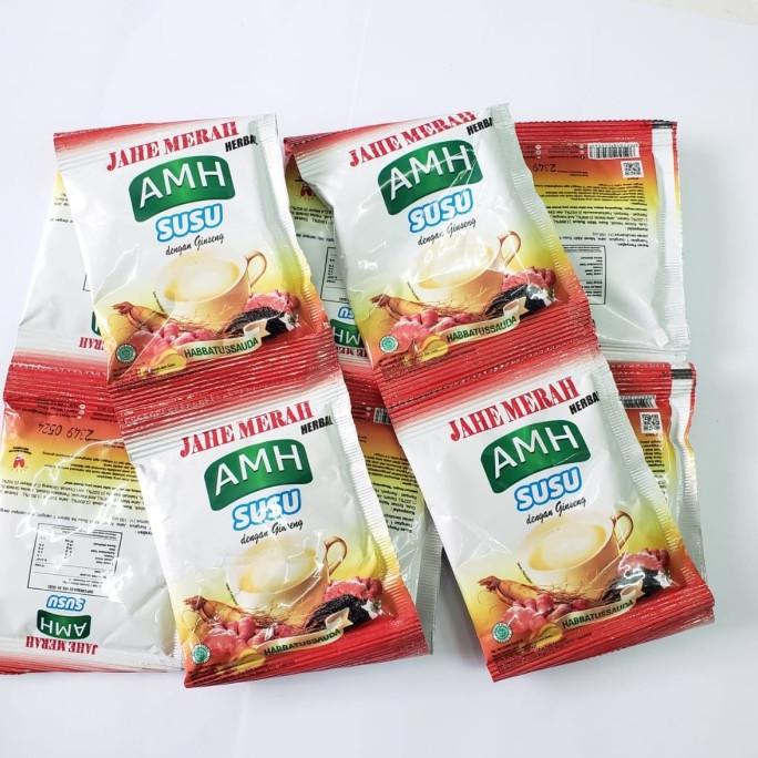 

Jahe Merah AMH Susu dengan gingseng, habbatussauda 10 sachet