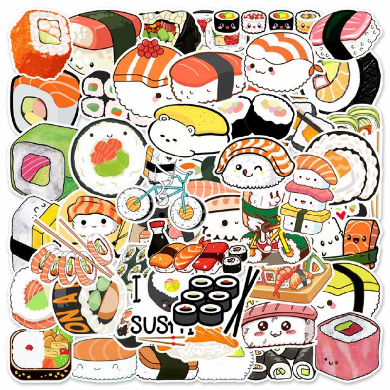 

Stiker Sushi Pack Style 260211- Stiker Aesthetic Keren Imut Laptop, Aksesoris Hp, Anti Air, Motif, Helm, Tumbler, Koper, Kulkas