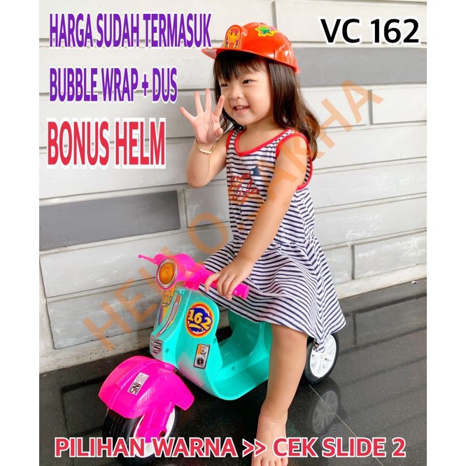 MAINAN VC 162 VESPA CLASSIC KLASIK BONUS HELM HELEM PROYEK BANGUNAN DORONG DORONGAN MOTOR MOTORAN BI