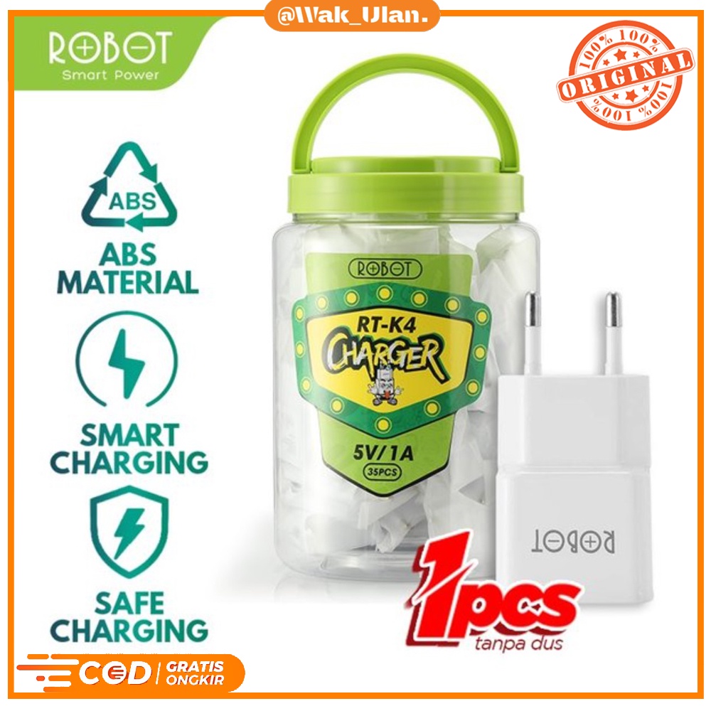 ADAPTOR CHARGER ROBOT RT-K4 5V / 1A WHITE PUTIH ECERAN TANPA PACKING