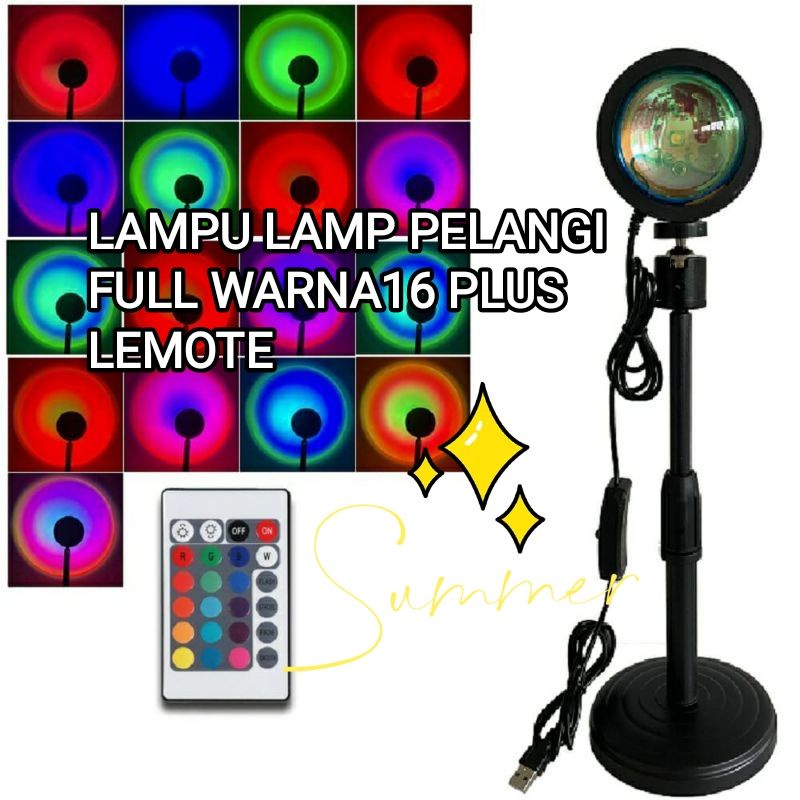 RGB 99 Lampu Sunset Proyektor LED 16 Warna Remote Lampu Pelangi