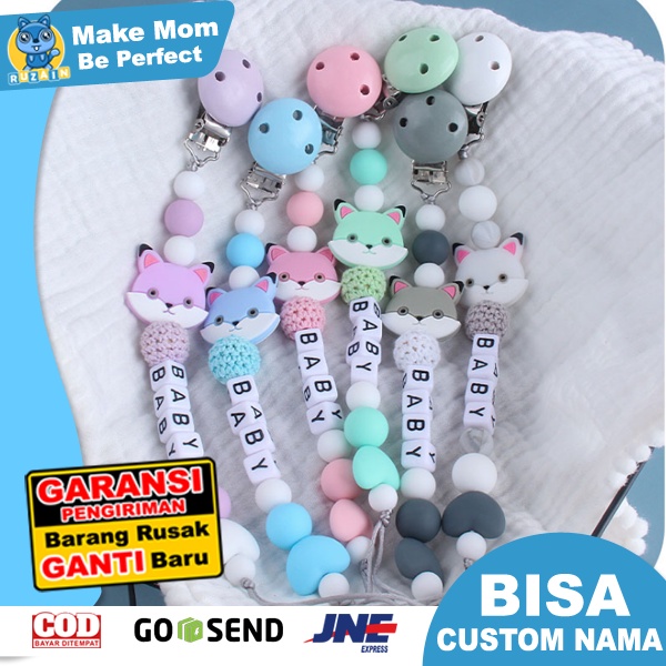 PC 6 | PACIFIER CLIP | TALI EMPENG DAN TEETHER BISA CUSTOM NAMA | TEETHER TALI DOT EMPENG CHAIN GANTUNGAN BAHAN SILIKON AMAN BPA FREE | RUZAIN MALL