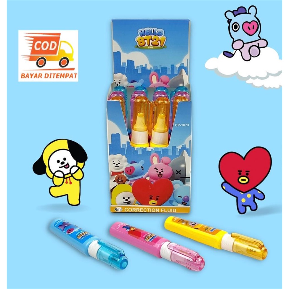 LS 918. Tipex Pen BT21 Correction PEN BT21 Korean Fancy Series Penghapus Bolpoint Perlengkapan Alat Tulis Kantor